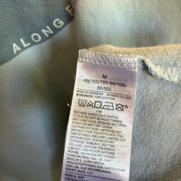 Gap T Shirt Tee Mens Medium Blue Ocean Wave Graphic Casual Beach Layer Surf - Picture 4 of 7